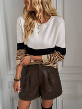 Load image into Gallery viewer, Zebra Striped Pattern Colorblock Drop Shoulder Sweater
