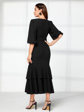 Load image into Gallery viewer, Bishop Sleeve Ruffle Hem Dress With Belt
