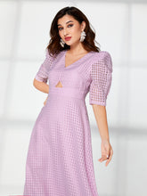 Load image into Gallery viewer, Puff Sleeve Cut Out A-line Dress
