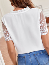 Load image into Gallery viewer, Contrast Lace Notch Neck Blouse
