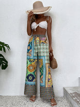 Load image into Gallery viewer, Floral &amp; Scarf Print Wide Leg Pants
