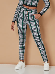 Plaid Print Skinny Pants