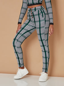 Plaid Print Skinny Pants