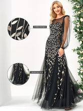 Load image into Gallery viewer, Plants Embroidery Contrast Sequins Puff Sleeve Prom Dress
