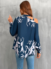 Load image into Gallery viewer, Plants Print Asymmetrical Neck Blouse
