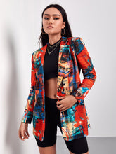 Load image into Gallery viewer, Graphic Print Single Breasted Blazer
