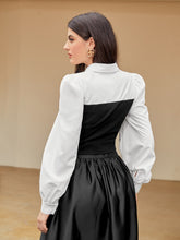 Load image into Gallery viewer, Colorblock Puff Sleeve Top Without Belt
