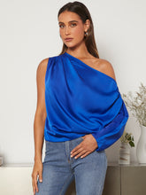 Load image into Gallery viewer, One Shoulder Ruched Satin Blouse
