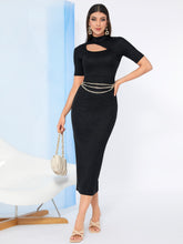 Load image into Gallery viewer, Cutout Front Split Back Solid Bodycon Dress Without Belt
