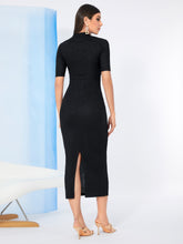 Load image into Gallery viewer, Cutout Front Split Back Solid Bodycon Dress Without Belt
