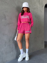 Load image into Gallery viewer, Letter Graphic Drop Shoulder Drawstring Hoodie &amp; Shorts
