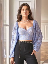 Load image into Gallery viewer, Frenchy Sweetheart Neck Lantern Sleeve Lace Blouse

