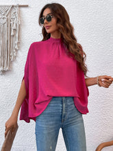 Load image into Gallery viewer, Swiss Dot Tie Back Batwing Sleeve Blouse

