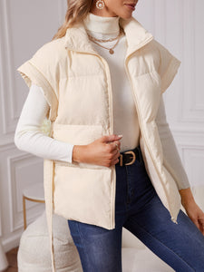 Zipper Belted Vest Puffer Coat