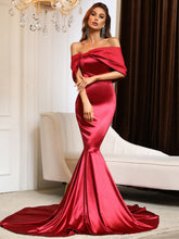 Load image into Gallery viewer, Off Shoulder Twist Front Floor Length Prom Dress
