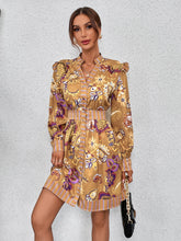 Load image into Gallery viewer, Floral &amp; Paisley Print Lantern Sleeve Button Front Dress
