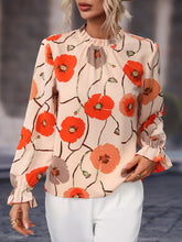 Load image into Gallery viewer, Floral Print Frill Neck Flounce Sleeve Blouse
