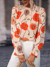 Load image into Gallery viewer, Floral Print Frill Neck Flounce Sleeve Blouse
