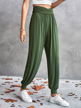 Load image into Gallery viewer, Solid High Waist Ruched Tapered Pants
