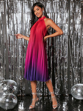 Load image into Gallery viewer, Ombre Pleated Halter Dress
