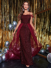 Load image into Gallery viewer, Cold Shoulder Sequin Formal Dress

