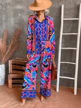 Load image into Gallery viewer, Floral And Geo Print Shirt &amp; Wide Leg Pants
