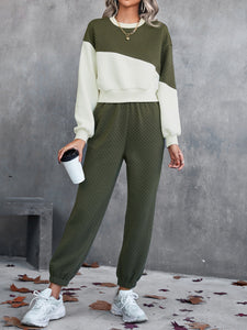 Two Tone Drop Shoulder Sweatshirt & Sweatpants