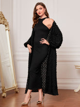 Load image into Gallery viewer, Bishop Sleeve Fuzzy Coat &amp; Split Thigh Dress Without Belt
