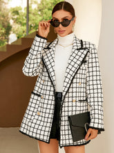 Load image into Gallery viewer, Plaid Pattern Double Breasted Lapel Neck Overcoat
