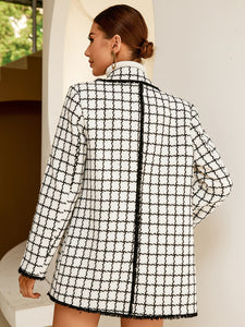 Plaid Pattern Double Breasted Lapel Neck Overcoat