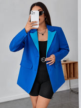 Load image into Gallery viewer, Contrast Lapel Collar Single Breasted Blazer

