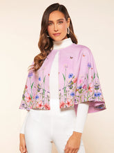 Load image into Gallery viewer, Floral Print Cape Coat
