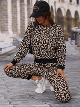 Load image into Gallery viewer, Leopard Print Drop Shoulder Sweatshirt &amp; Sweatpants
