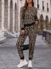 Load image into Gallery viewer, Leopard Print Drop Shoulder Sweatshirt &amp; Sweatpants

