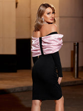 Load image into Gallery viewer, Off Shoulder Big Bow Ruched Wrap Bodycon Dress
