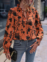 Load image into Gallery viewer, Floral Print Tie Neck Blouse
