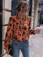 Load image into Gallery viewer, Floral Print Tie Neck Blouse
