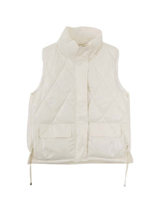Flap Pocket Zip Up Vest Quilted Coat Without Tee