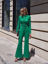 Load image into Gallery viewer, Solid Ruched Tee &amp; Flare Leg Pants
