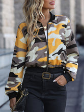 Load image into Gallery viewer, Camo Print Zip Up Bomber Jacket
