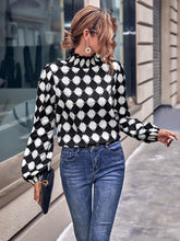 Load image into Gallery viewer, Argyle Print Bishop Sleeve Blouse
