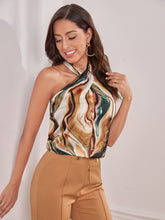 Load image into Gallery viewer, Marble Print Crisscross Front Halter Blouse

