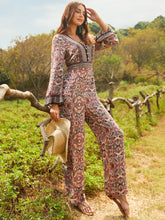 Load image into Gallery viewer, Paisley Print Flounce Sleeve Jumpsuit Without Belt
