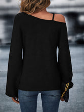Load image into Gallery viewer, Asymmetrical Neck Chain Detail Twist Front Batwing Sleeve Tee
