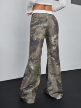 Load image into Gallery viewer, Graphic Print Fold Over Waist Flare Leg Pants
