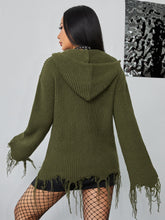 Load image into Gallery viewer, Distressed Zip Up Hooded Cardigan
