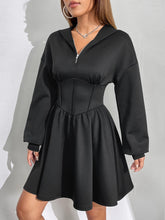 Load image into Gallery viewer, Drop Shoulder Half Zip Hoodie Dress
