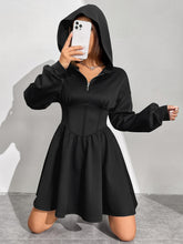 Load image into Gallery viewer, Drop Shoulder Half Zip Hoodie Dress
