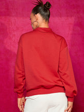 Load image into Gallery viewer, Letter Graphic Half Zip Drop Shoulder Sweatshirt
