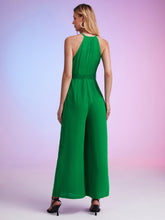 Load image into Gallery viewer, Cut Out Front Zip Back Halter Jumpsuit
